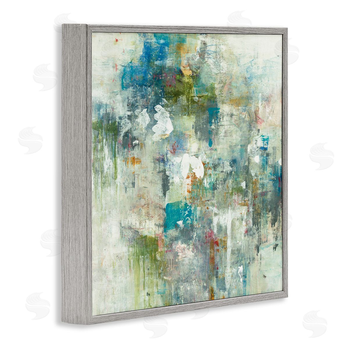 Lisa Ridgers Modern Earth Tone Abstraction Busy Blue Green Gray Framed Glicee Wall Art Print