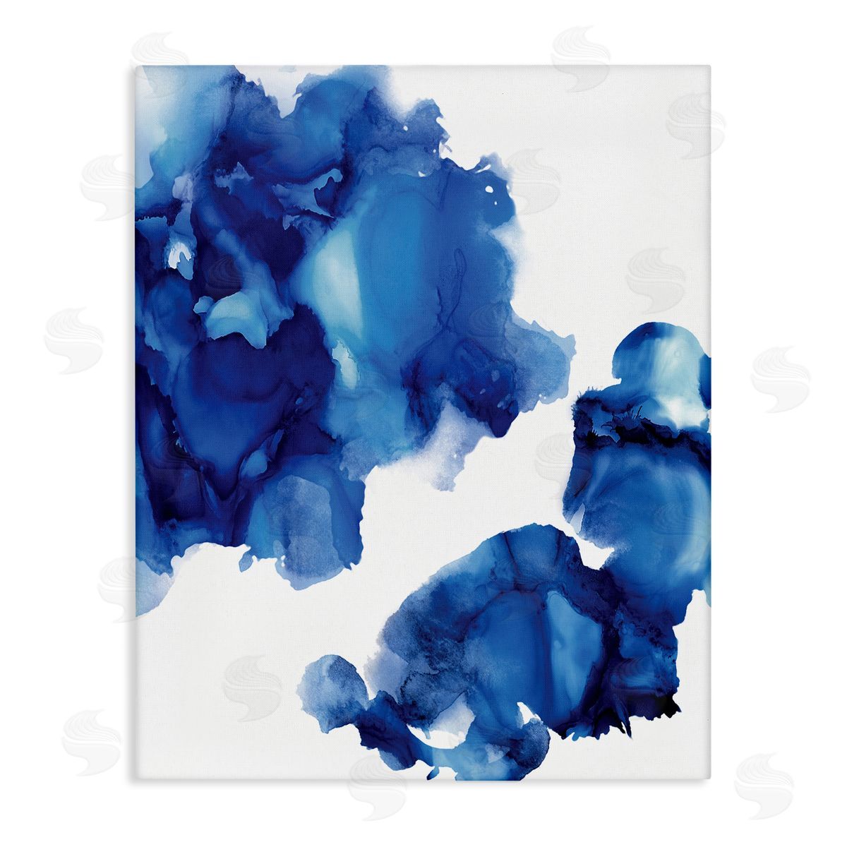 Lauren Mitchell Blue Ink Blot Abstraction Over White