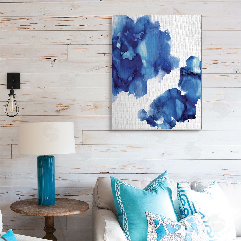 Lauren Mitchell Blue Ink Blot Abstraction Over White