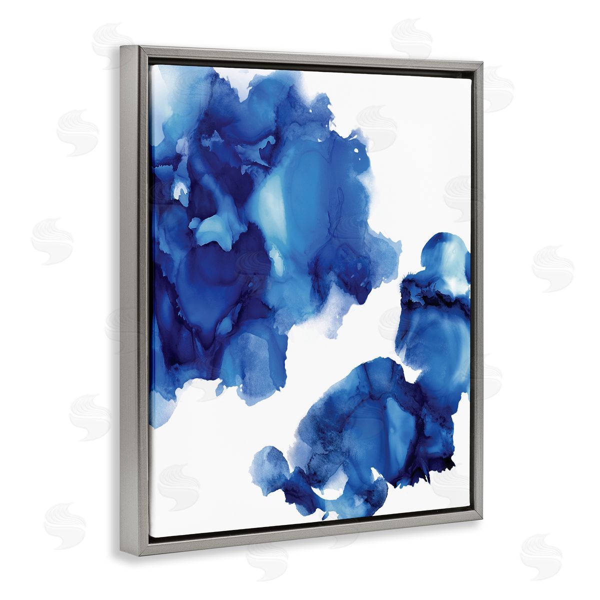 Lauren Mitchell Blue Ink Blot Abstraction Over White