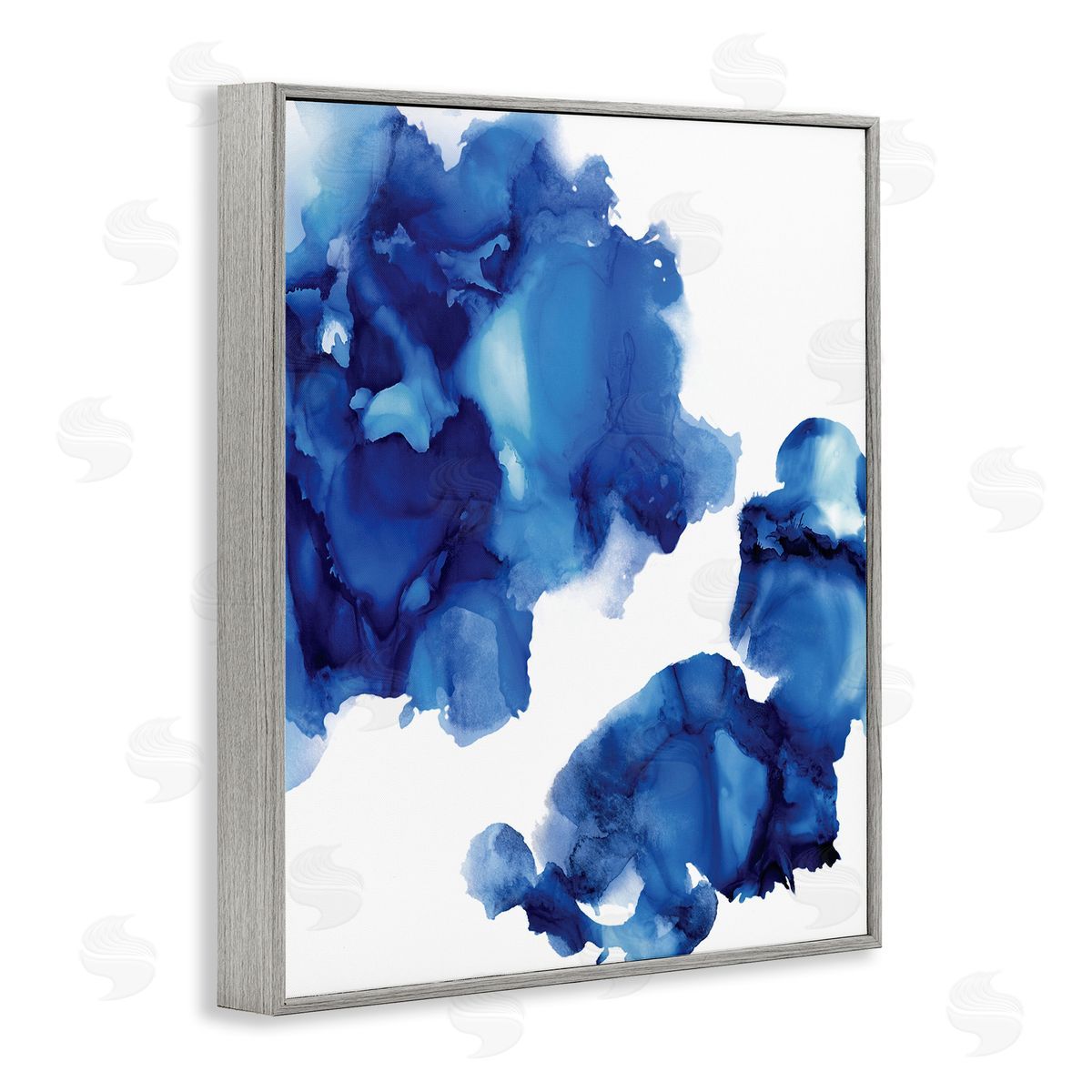 Lauren Mitchell Blue Ink Blot Abstraction Over White
