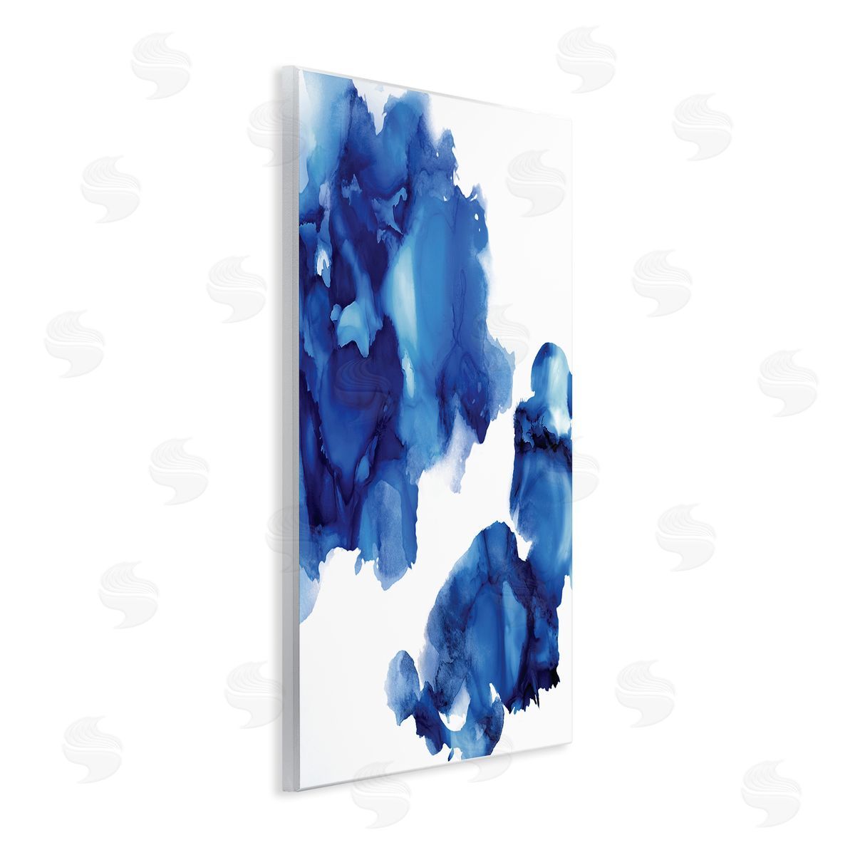 Lauren Mitchell Blue Ink Blot Abstraction Over White