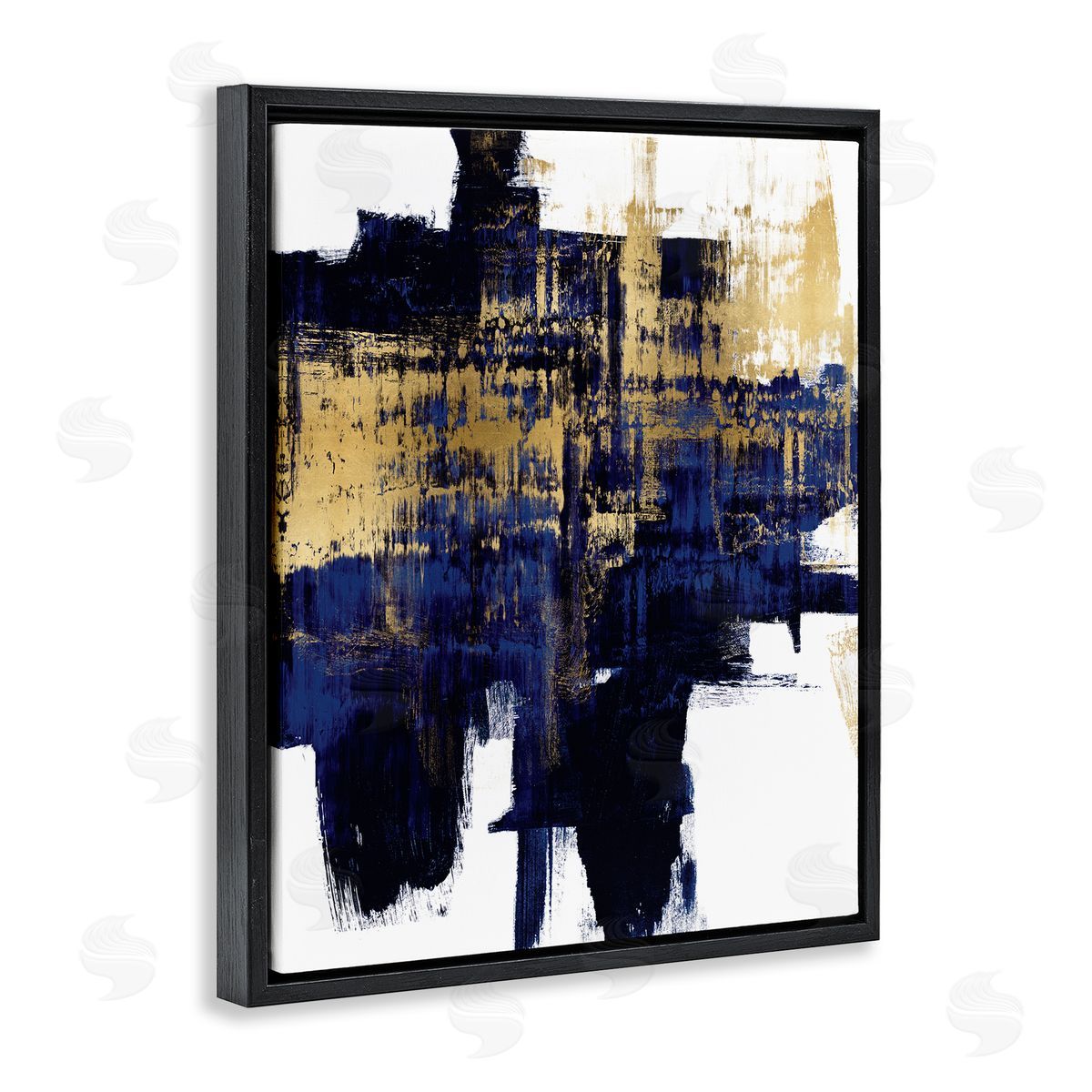 Alex Wise Mellow Blue Gold Brush Stroke Abstract