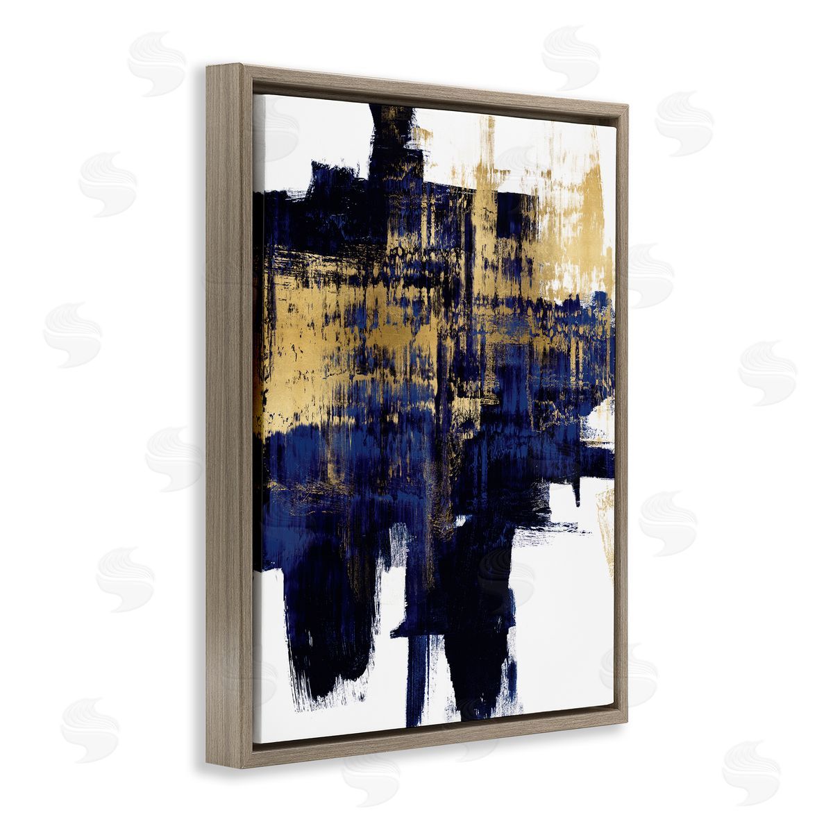 Alex Wise Mellow Blue Gold Brush Stroke Abstract