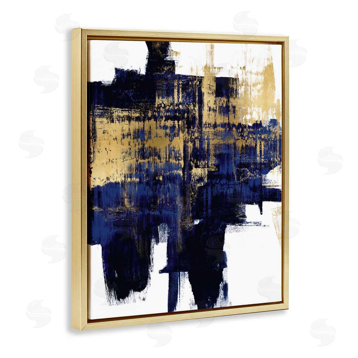 Alex Wise Mellow Blue Gold Brush Stroke Abstract