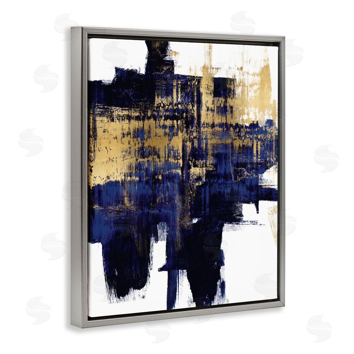 Alex Wise Mellow Blue Gold Brush Stroke Abstract