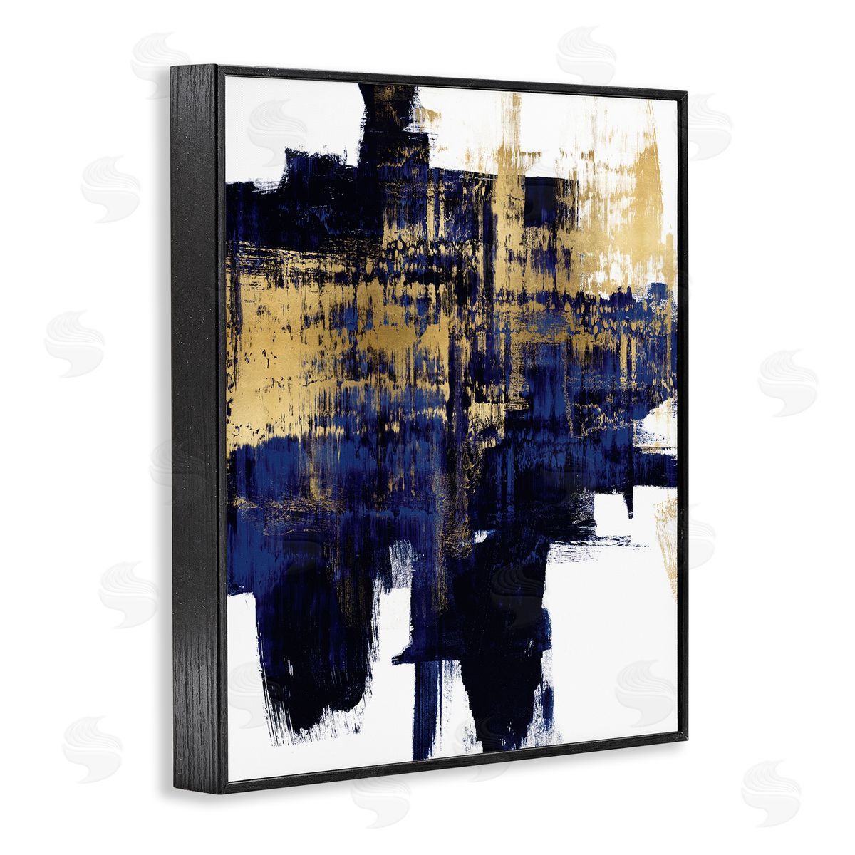 Alex Wise Mellow Blue Gold Brush Stroke Abstract