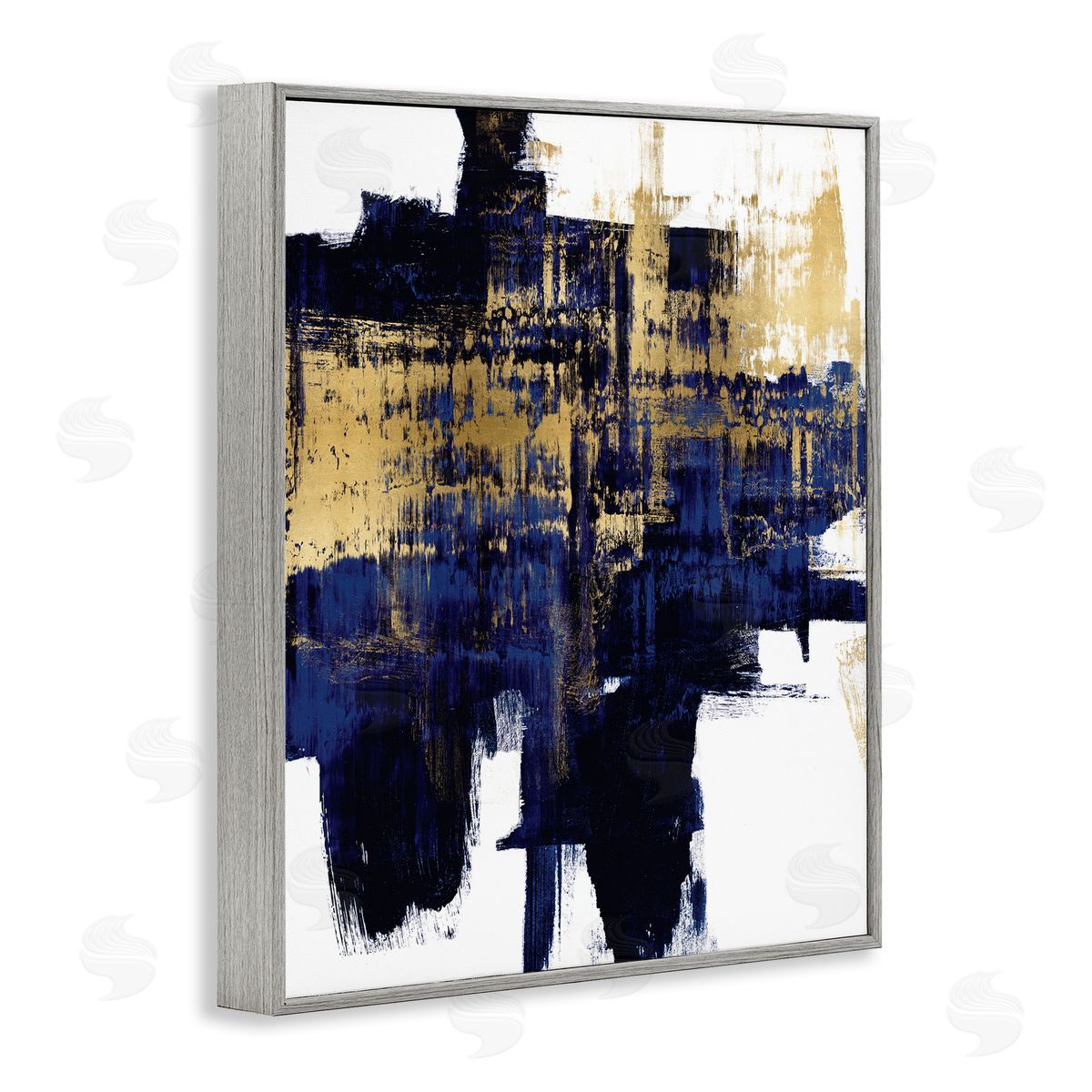 Alex Wise Mellow Blue Gold Brush Stroke Abstract