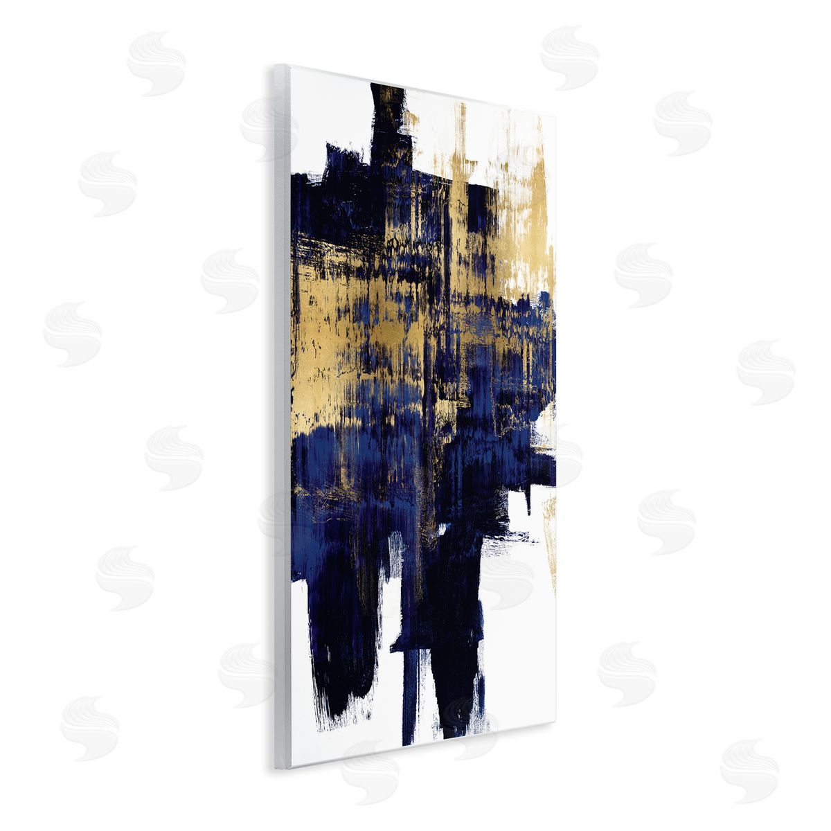 Alex Wise Mellow Blue Gold Brush Stroke Abstract