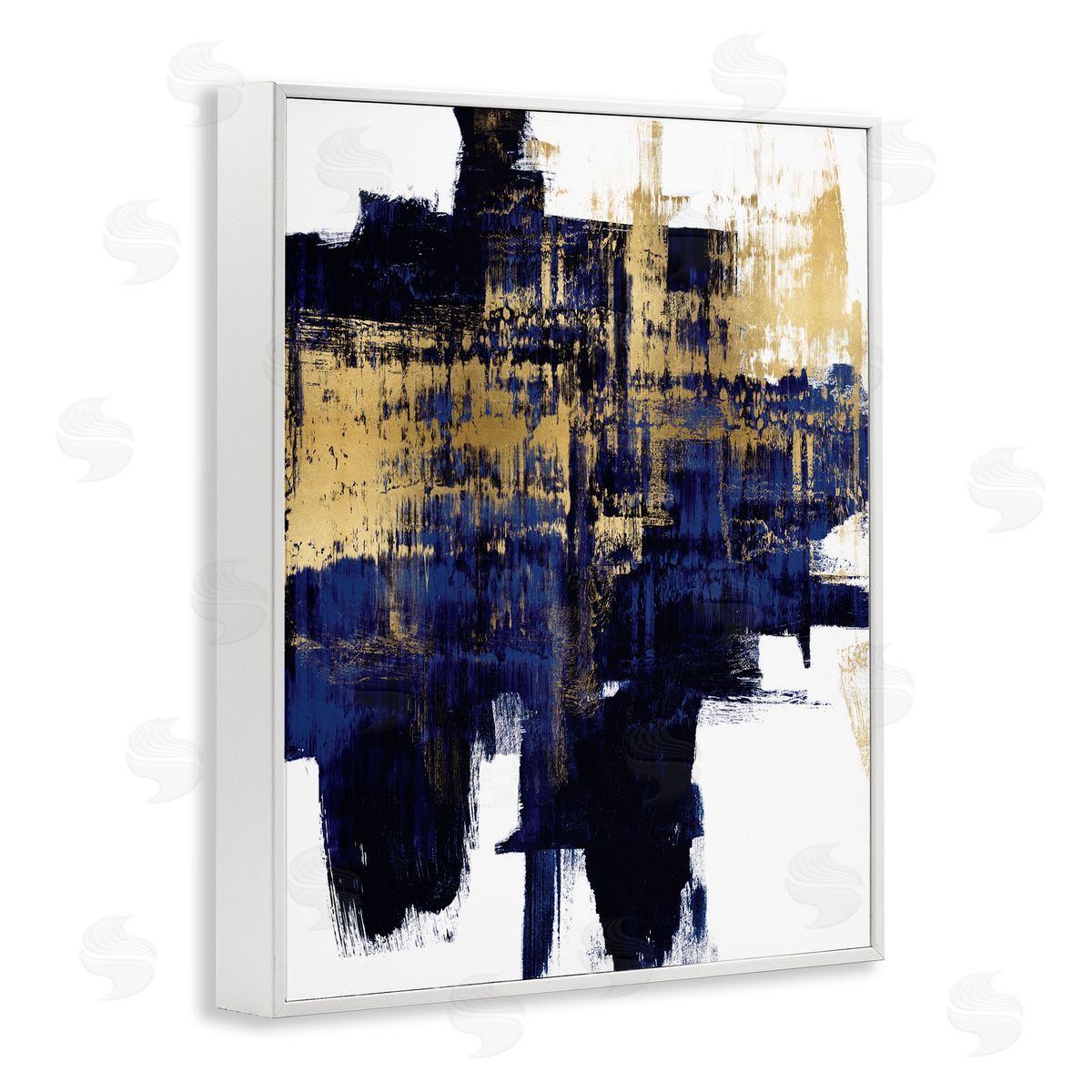 Alex Wise Mellow Blue Gold Brush Stroke Abstract