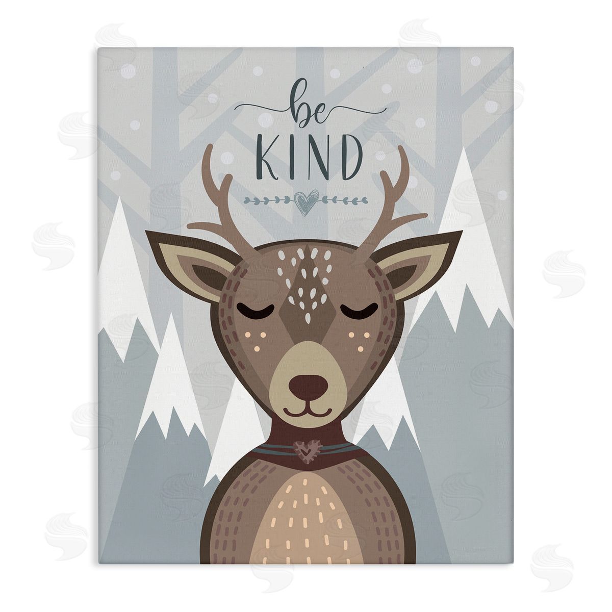AE Design Be Kind Sentiment Cartoon Deer Snowy Mountains