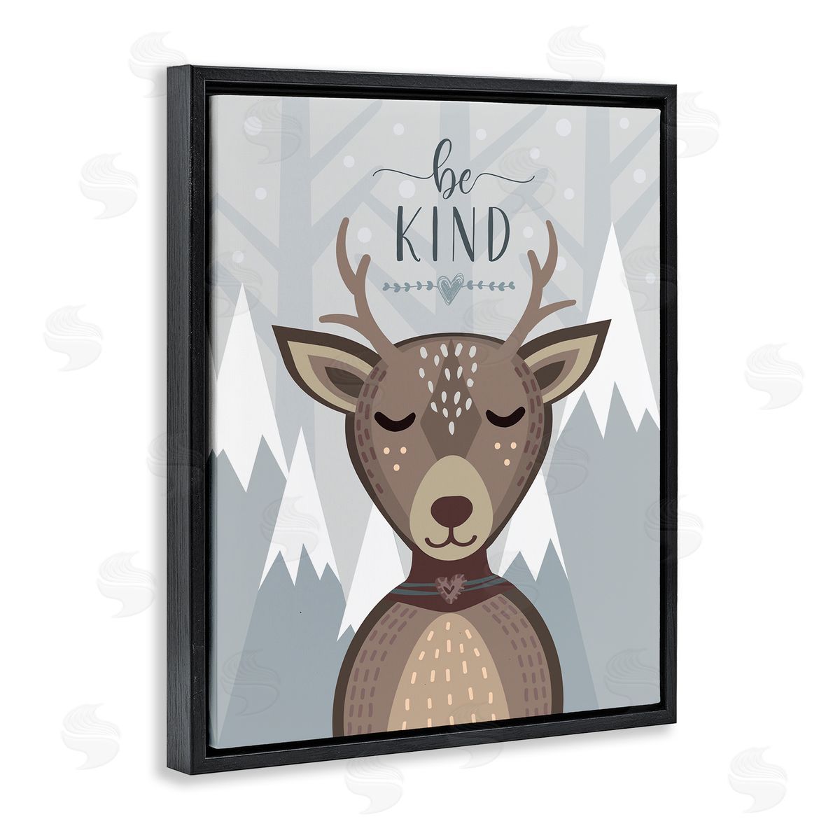 AE Design Be Kind Sentiment Cartoon Deer Snowy Mountains