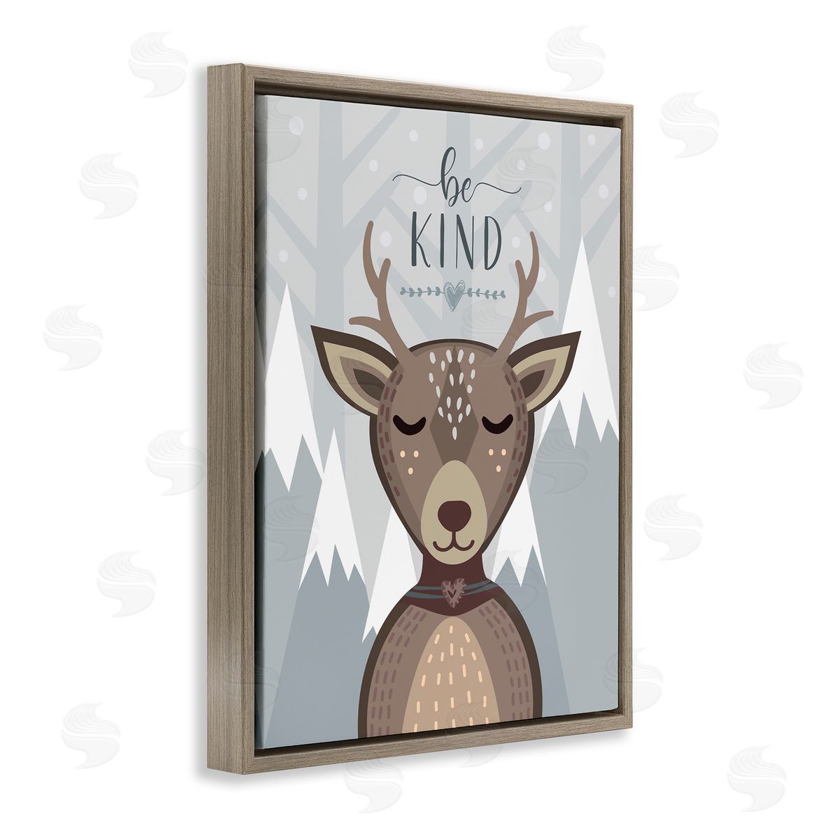 AE Design Be Kind Sentiment Cartoon Deer Snowy Mountains