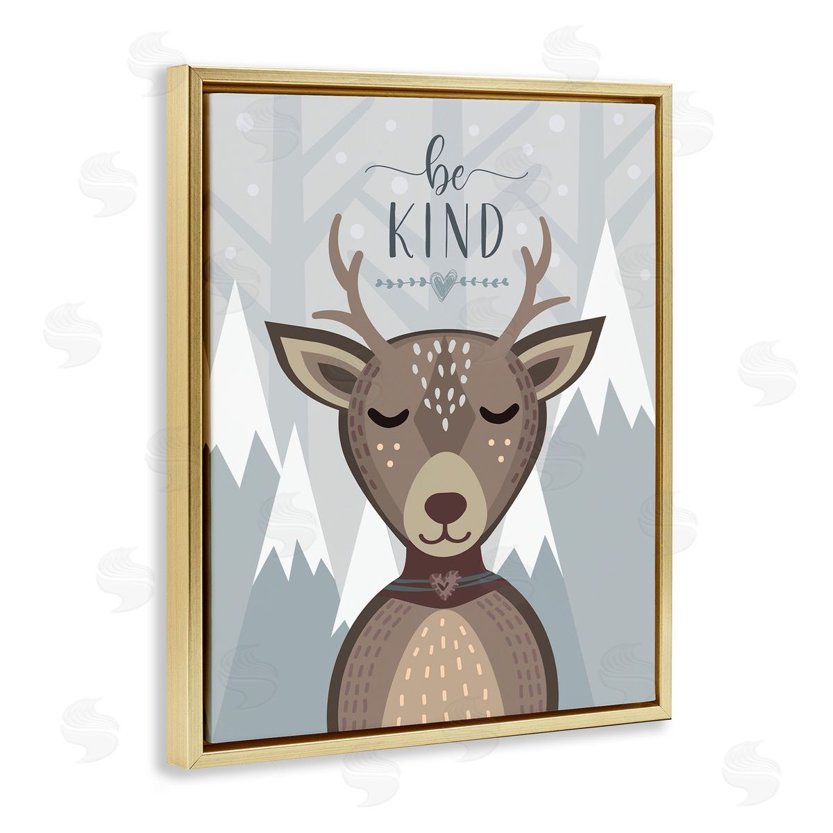AE Design Be Kind Sentiment Cartoon Deer Snowy Mountains