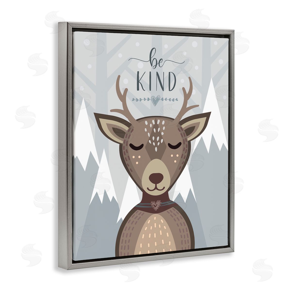 AE Design Be Kind Sentiment Cartoon Deer Snowy Mountains