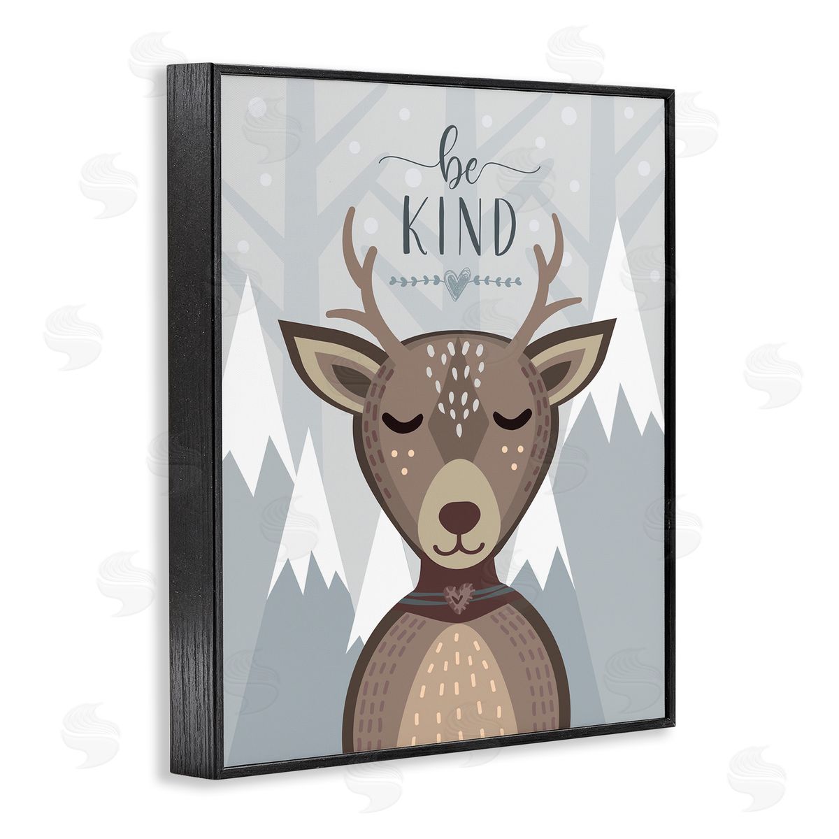 AE Design Be Kind Sentiment Cartoon Deer Snowy Mountains