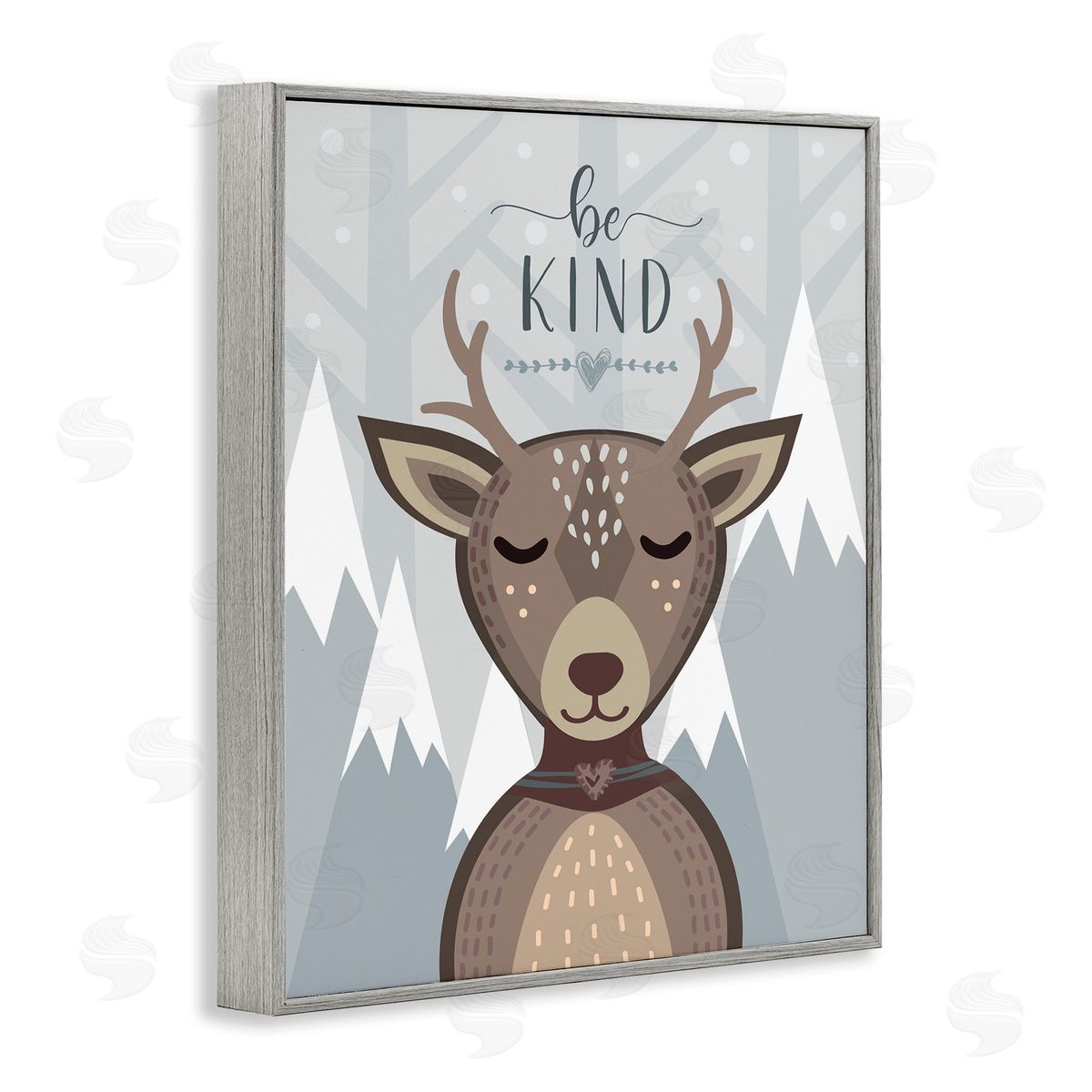 AE Design Be Kind Sentiment Cartoon Deer Snowy Mountains