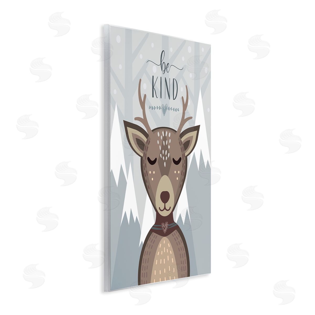 AE Design Be Kind Sentiment Cartoon Deer Snowy Mountains