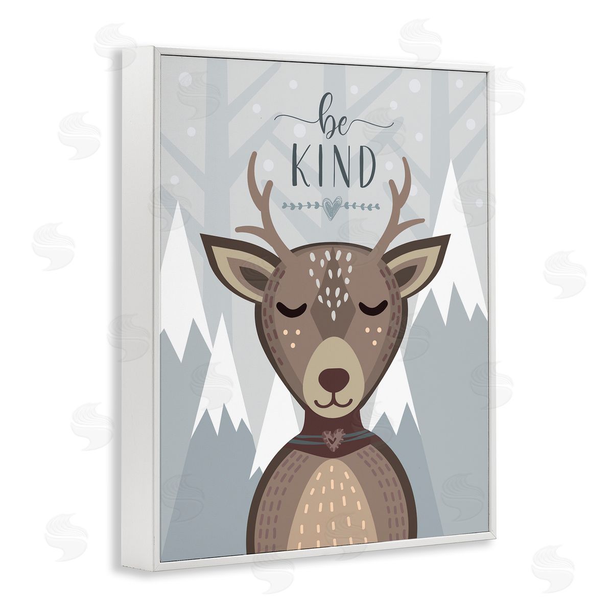 AE Design Be Kind Sentiment Cartoon Deer Snowy Mountains