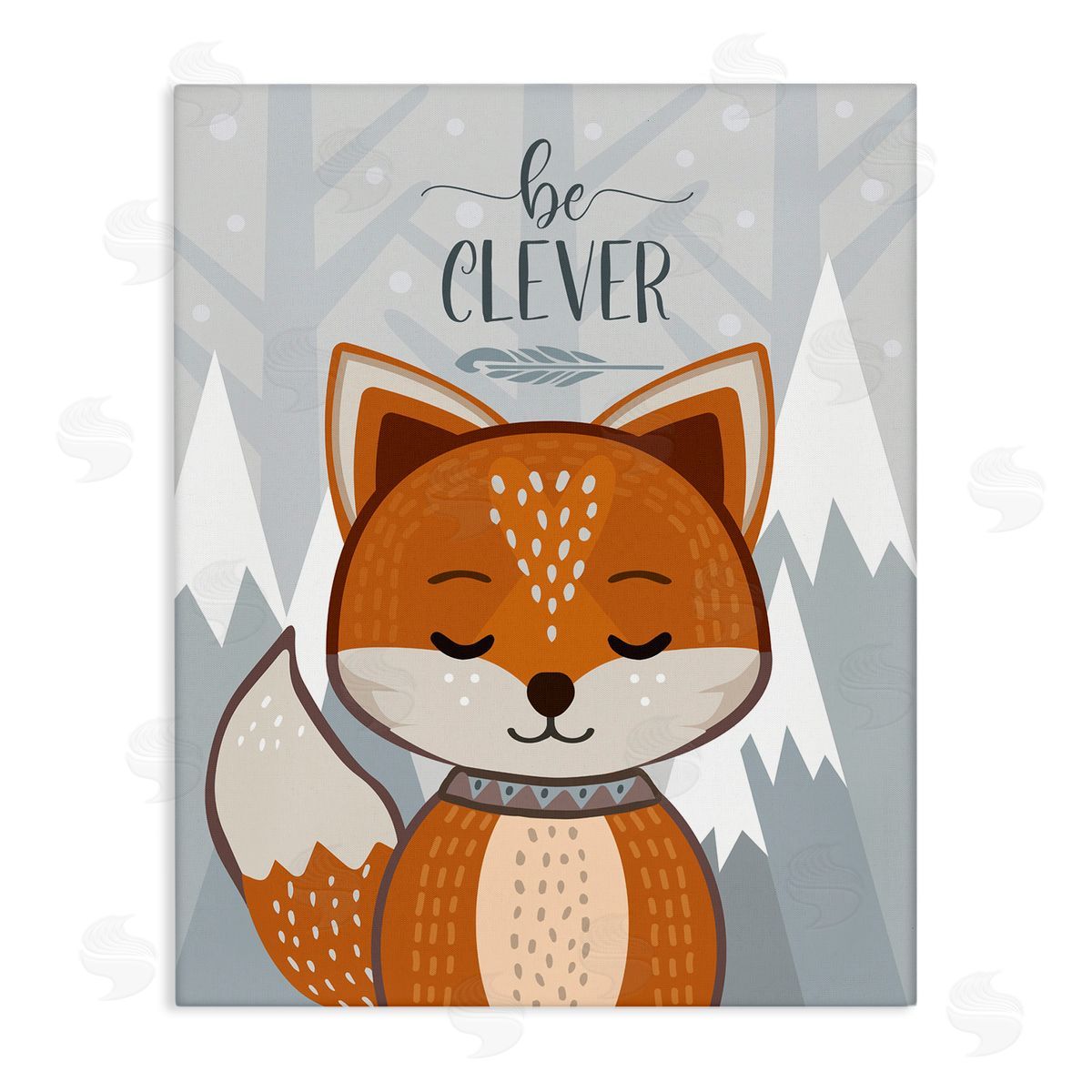 AE Design Be Clever Phrase Cute Fox Mountain Forest