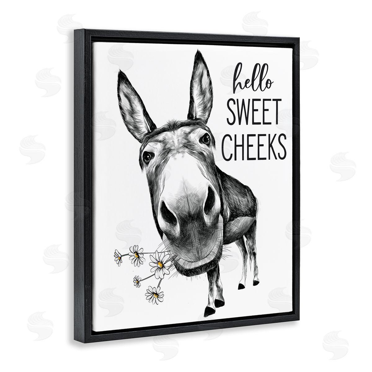 Lettered and Lined Hello Sweet Cheeks Animal Humor Donkey Daisies