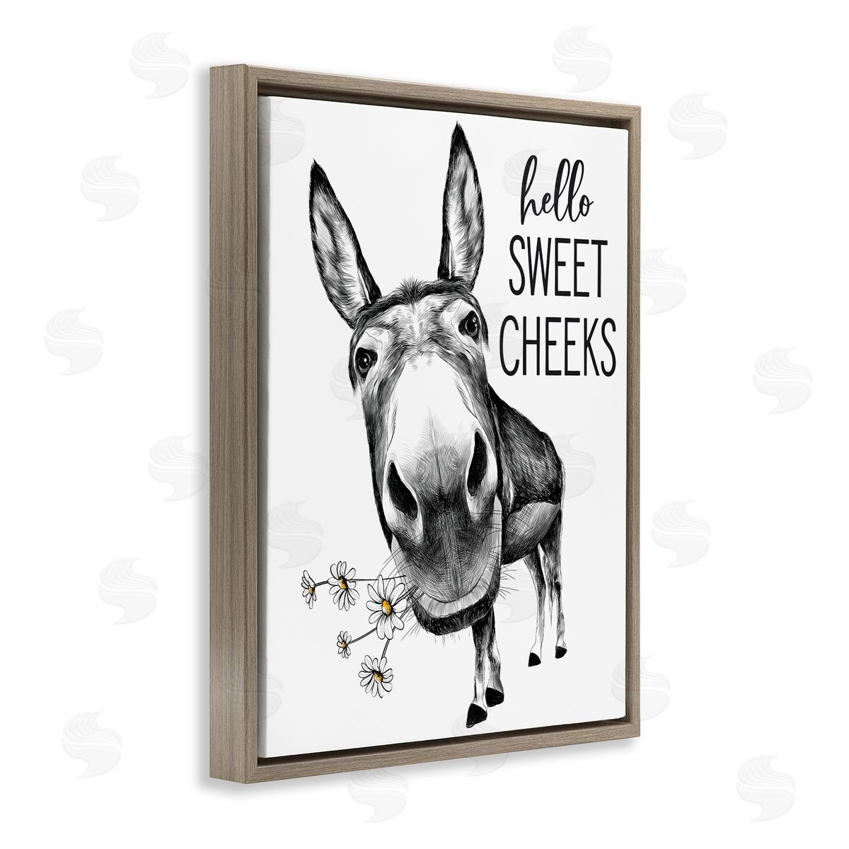 Lettered and Lined Hello Sweet Cheeks Animal Humor Donkey Daisies