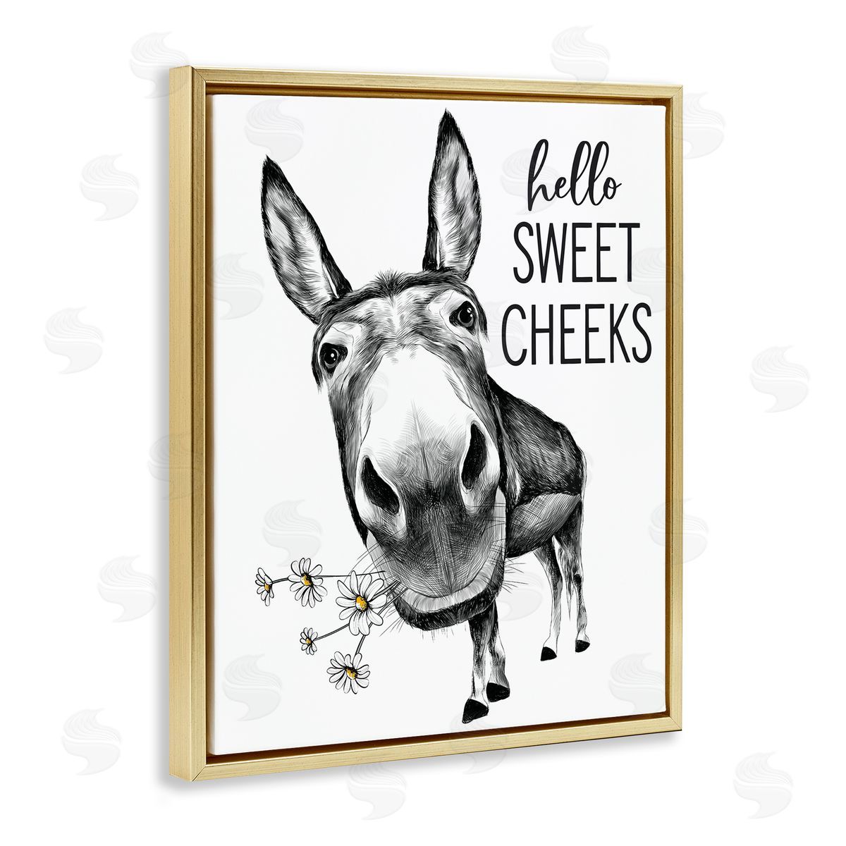 Lettered and Lined Hello Sweet Cheeks Animal Humor Donkey Daisies