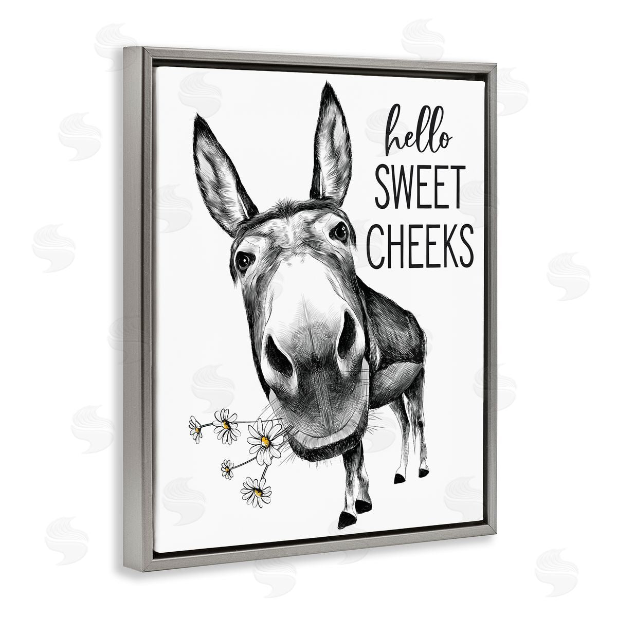 Lettered and Lined Hello Sweet Cheeks Animal Humor Donkey Daisies