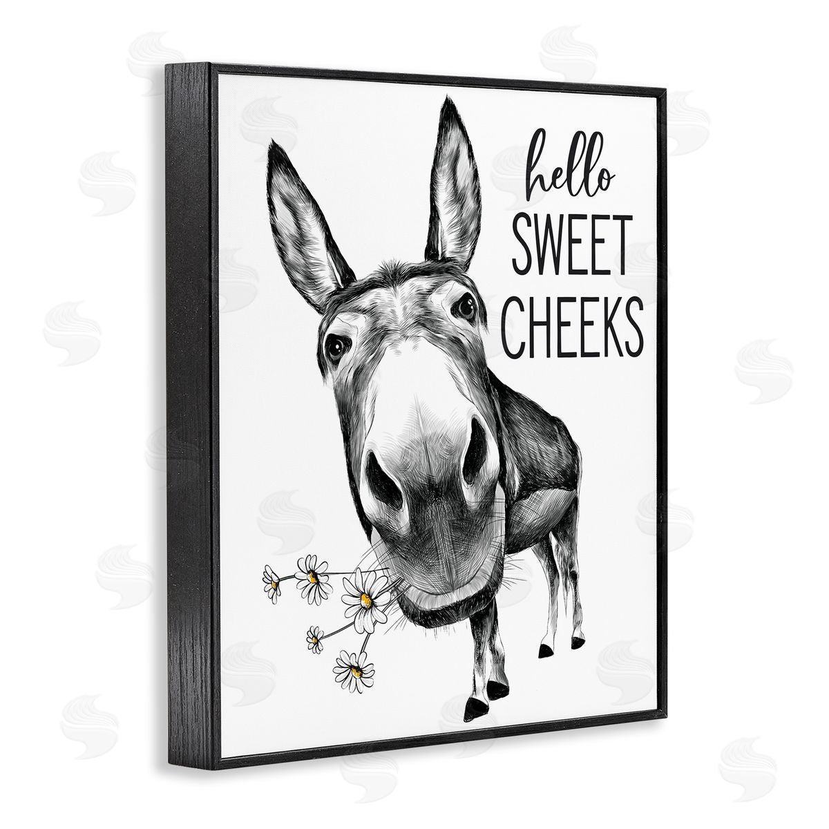 Lettered and Lined Hello Sweet Cheeks Animal Humor Donkey Daisies