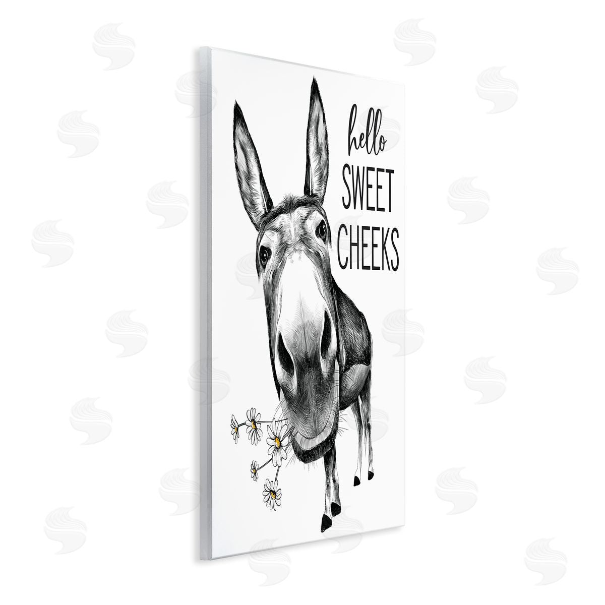 Lettered and Lined Hello Sweet Cheeks Animal Humor Donkey Daisies