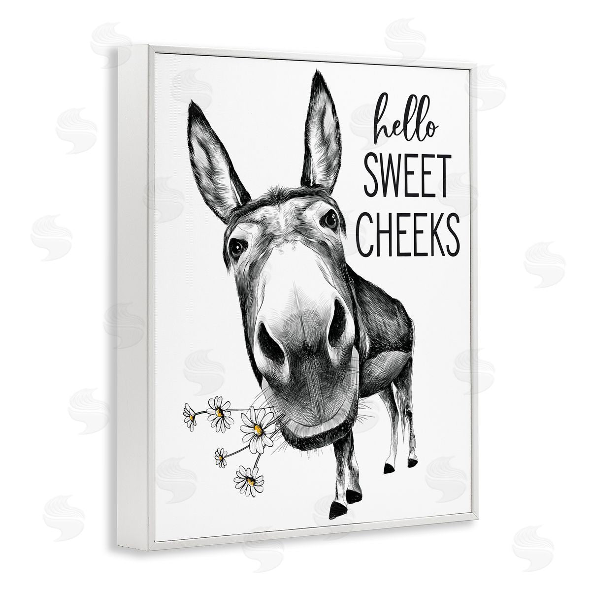 Lettered and Lined Hello Sweet Cheeks Animal Humor Donkey Daisies