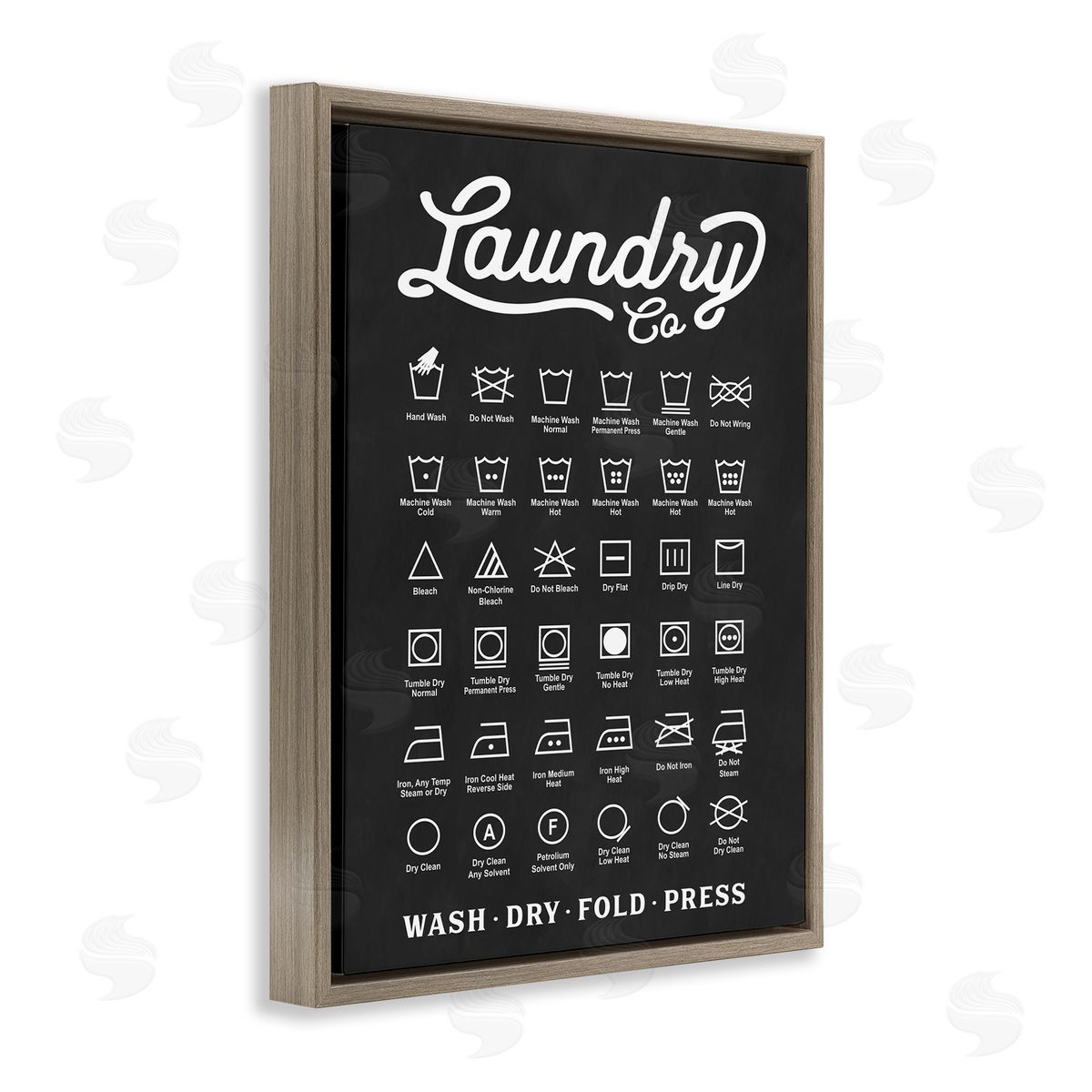 Laundry Business Symbols Chart Brown Floating Frame Canvas Wall Art, Home Decor by Lettered and Lined