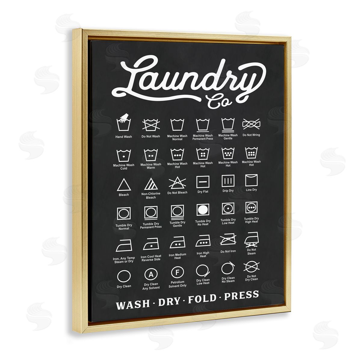 Laundry Business Symbols Chart Gold Floating Frame Canvas Wall Art, Home Decor by Lettered and Lined