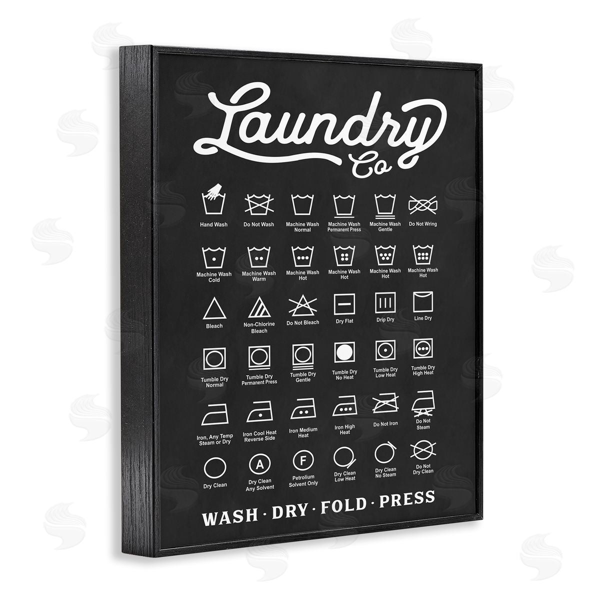 Laundry Business Symbols Chart Black Frame Print Wall Art, Home Decor by Lettered and Lined