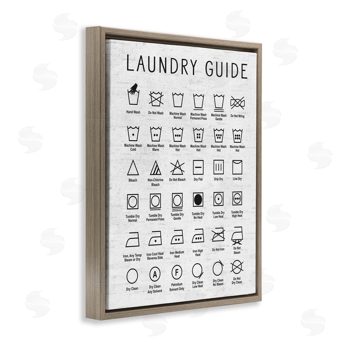 Lettered and Lined Laundry Guide Simple Shapes Diagram Distressed Pattern