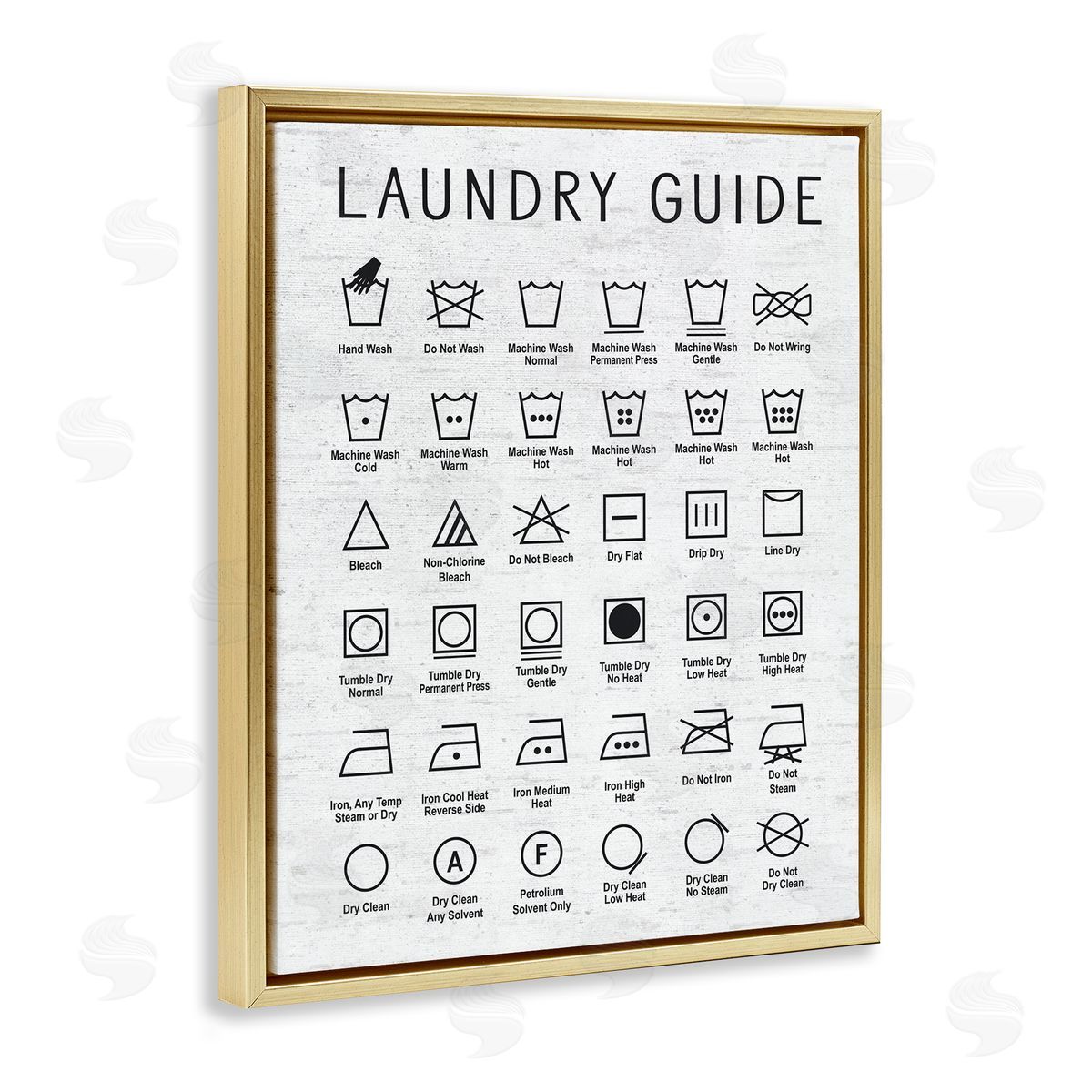 Lettered and Lined Laundry Guide Simple Shapes Diagram Distressed Pattern