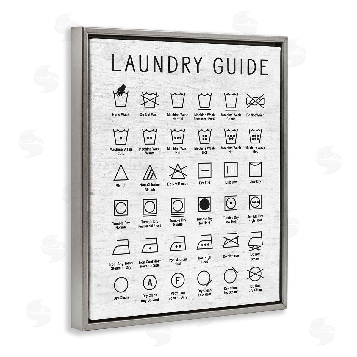 Lettered and Lined Laundry Guide Simple Shapes Diagram Distressed Pattern