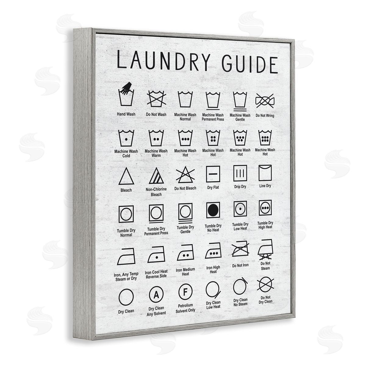Lettered and Lined Laundry Guide Simple Shapes Diagram Distressed Pattern