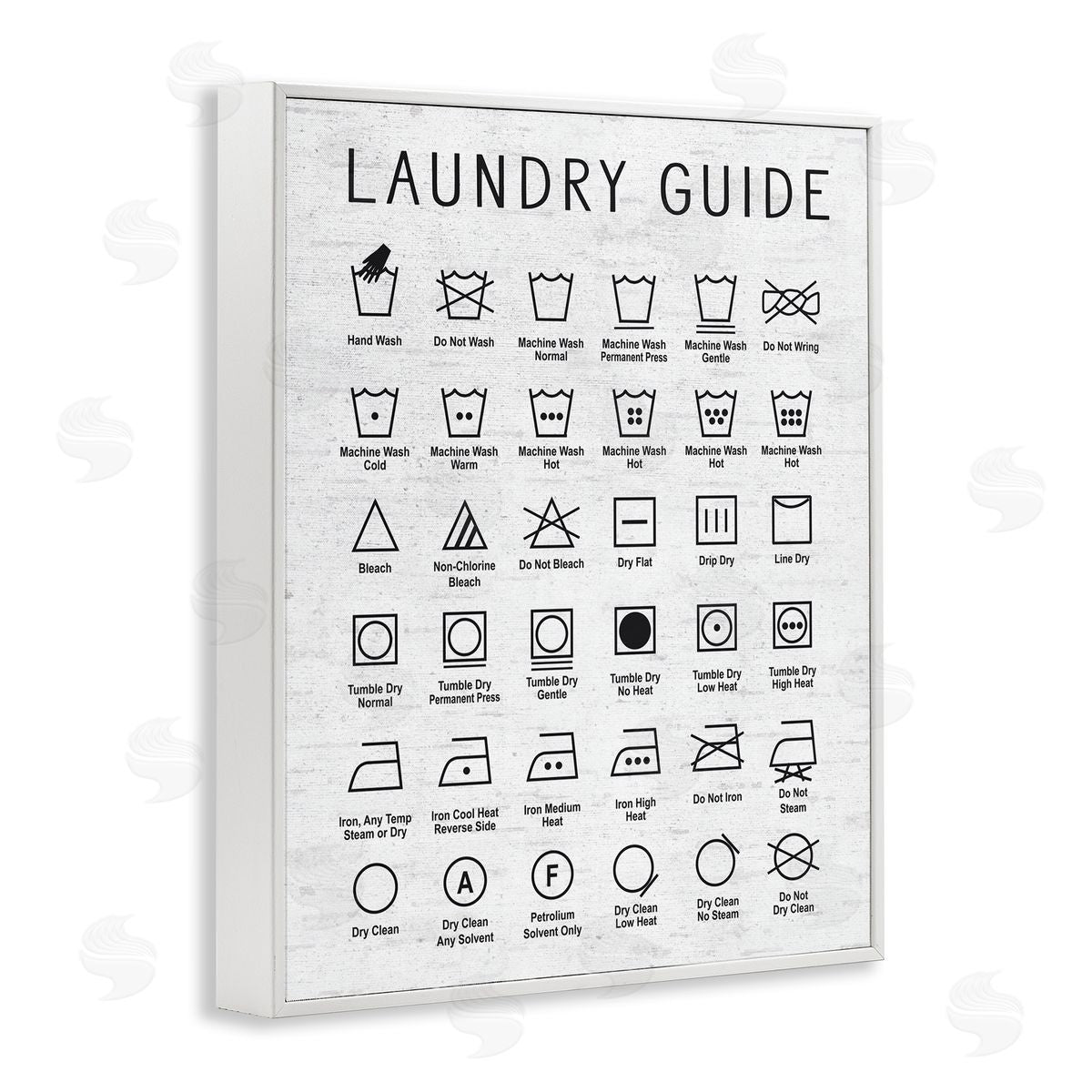 Lettered and Lined Laundry Guide Simple Shapes Diagram Distressed Pattern