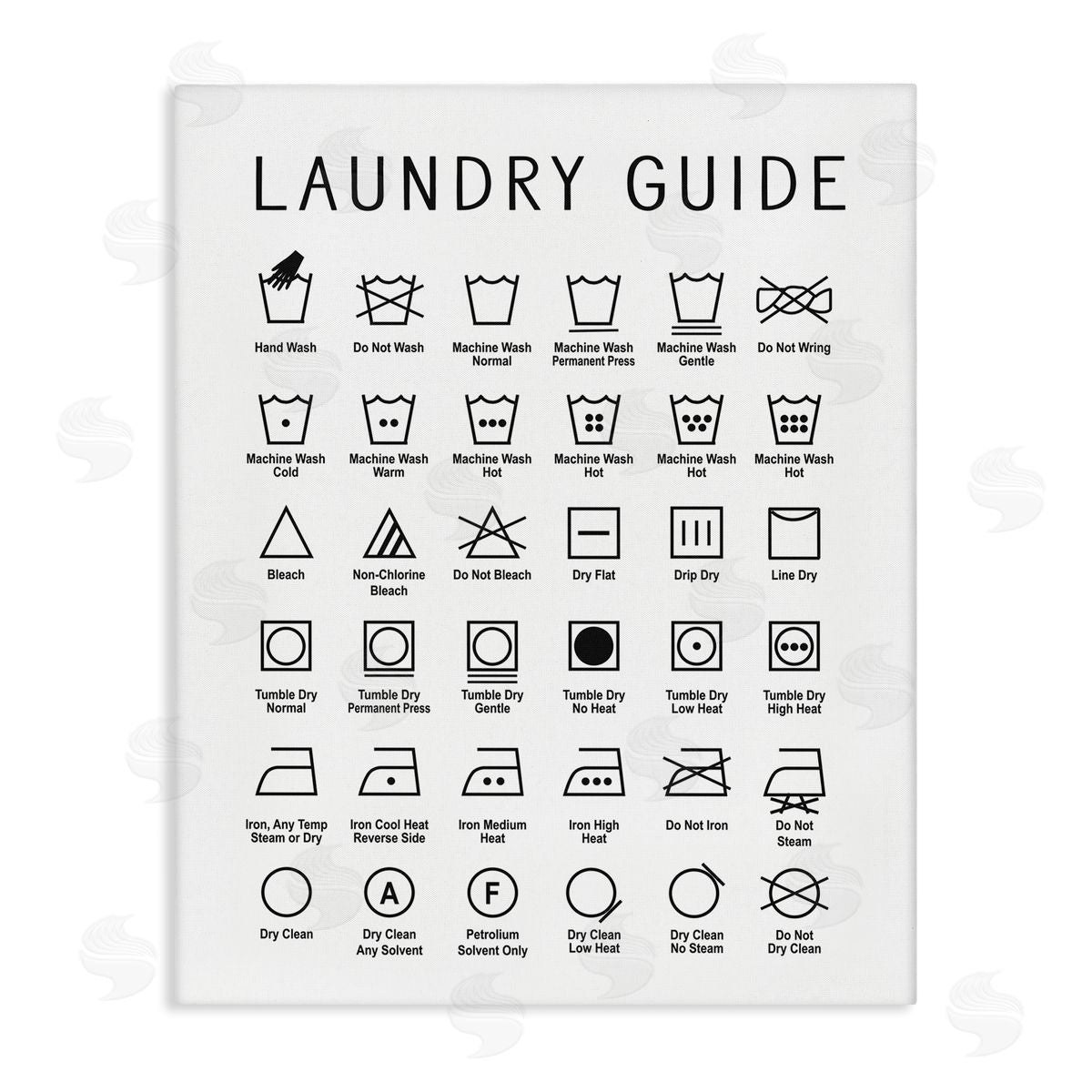 Minimal Laundry Guide Chart Canvas Wall Art, Home Decor by Lettered and Lined
