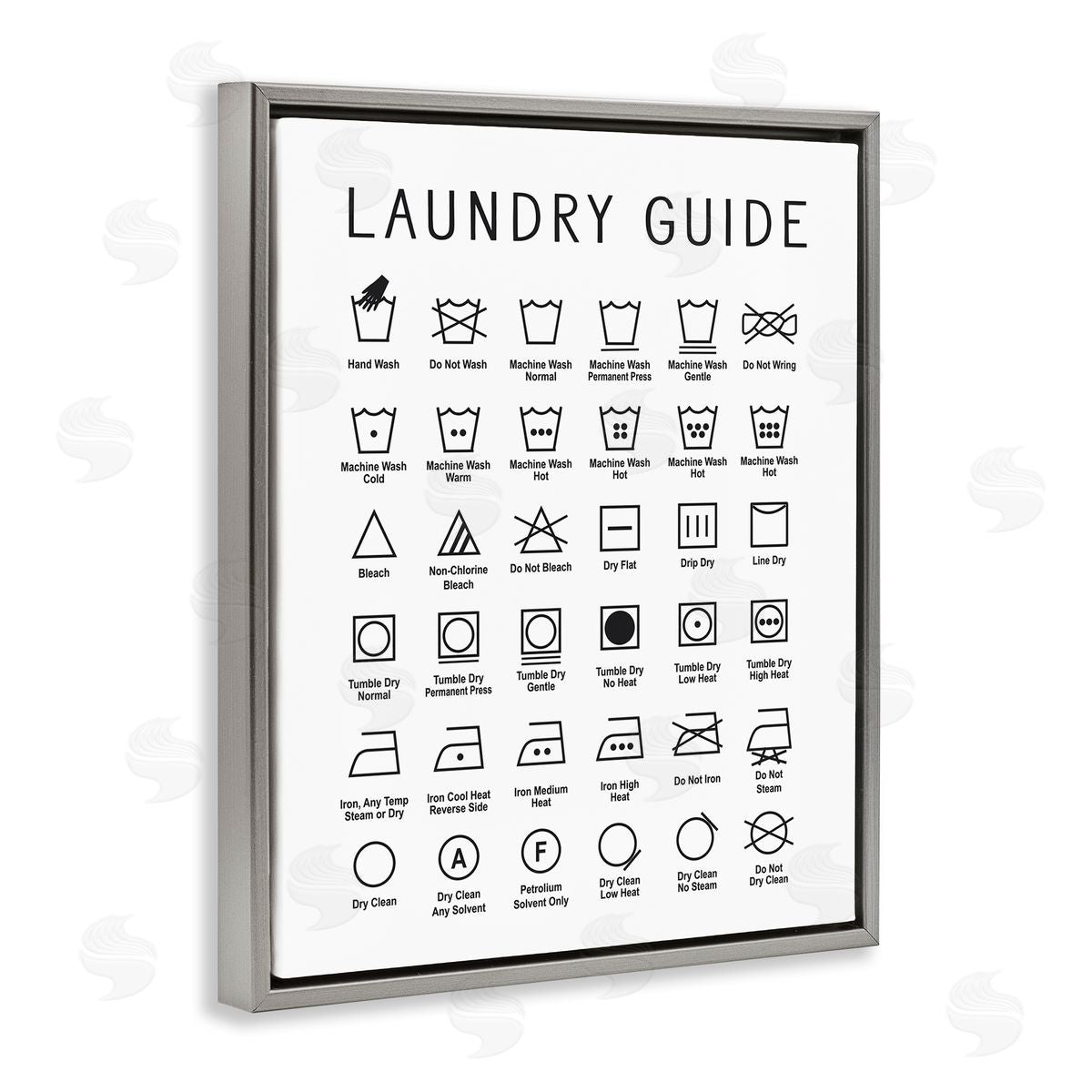 Minimal Laundry Guide Chart Grey Floating Frame Canvas Wall Art, Home Decor by Lettered and Lined