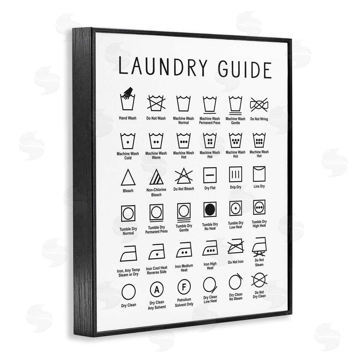 Minimal Laundry Guide Chart Black Frame Print Wall Art, Home Decor by Lettered and Lined