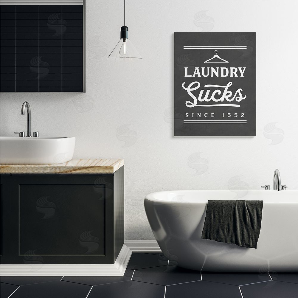 Lettered and Lined Laundry Sucks Phrase Bathroom Clothesline Hanger
