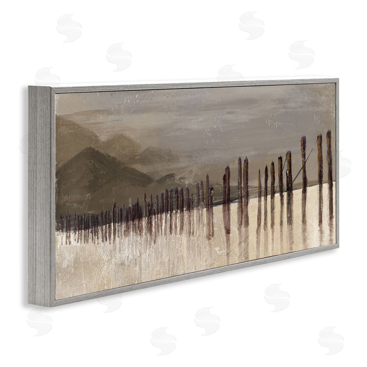 Patricia Pinto Abstract Mountain Range Wooden Pillars Monochromatic Brown