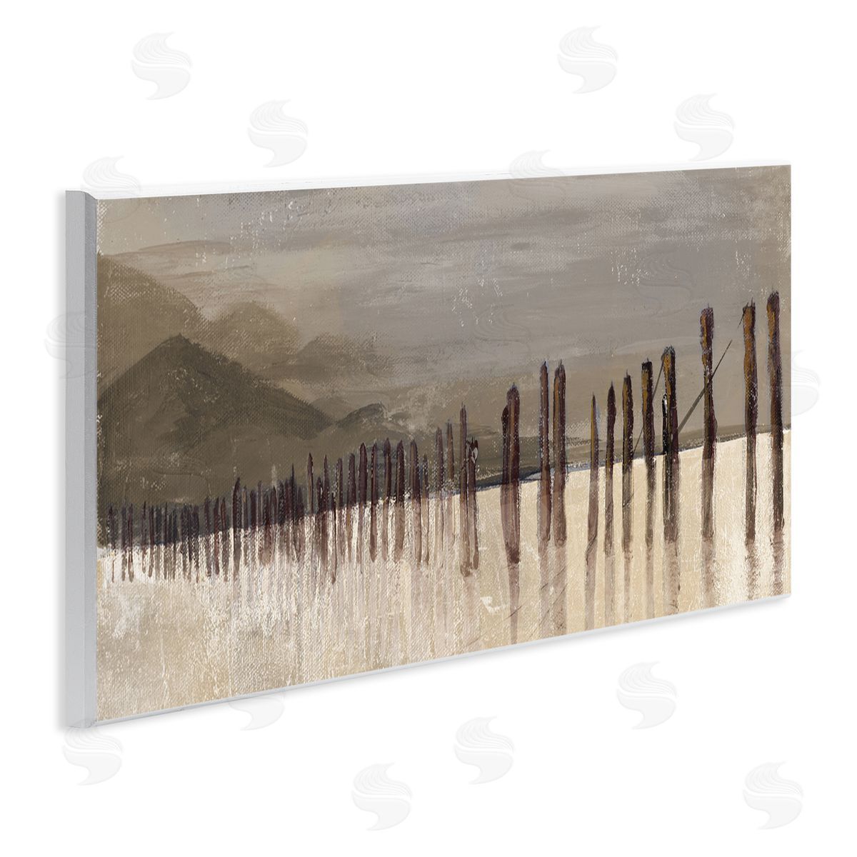 Patricia Pinto Abstract Mountain Range Wooden Pillars Monochromatic Brown