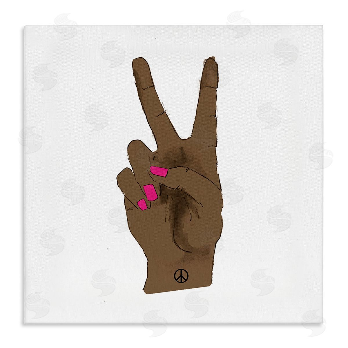 Lanie Loreth African American Woman's Hand Peace Sign Pink Nails Stretched Canvas Wall Art Print