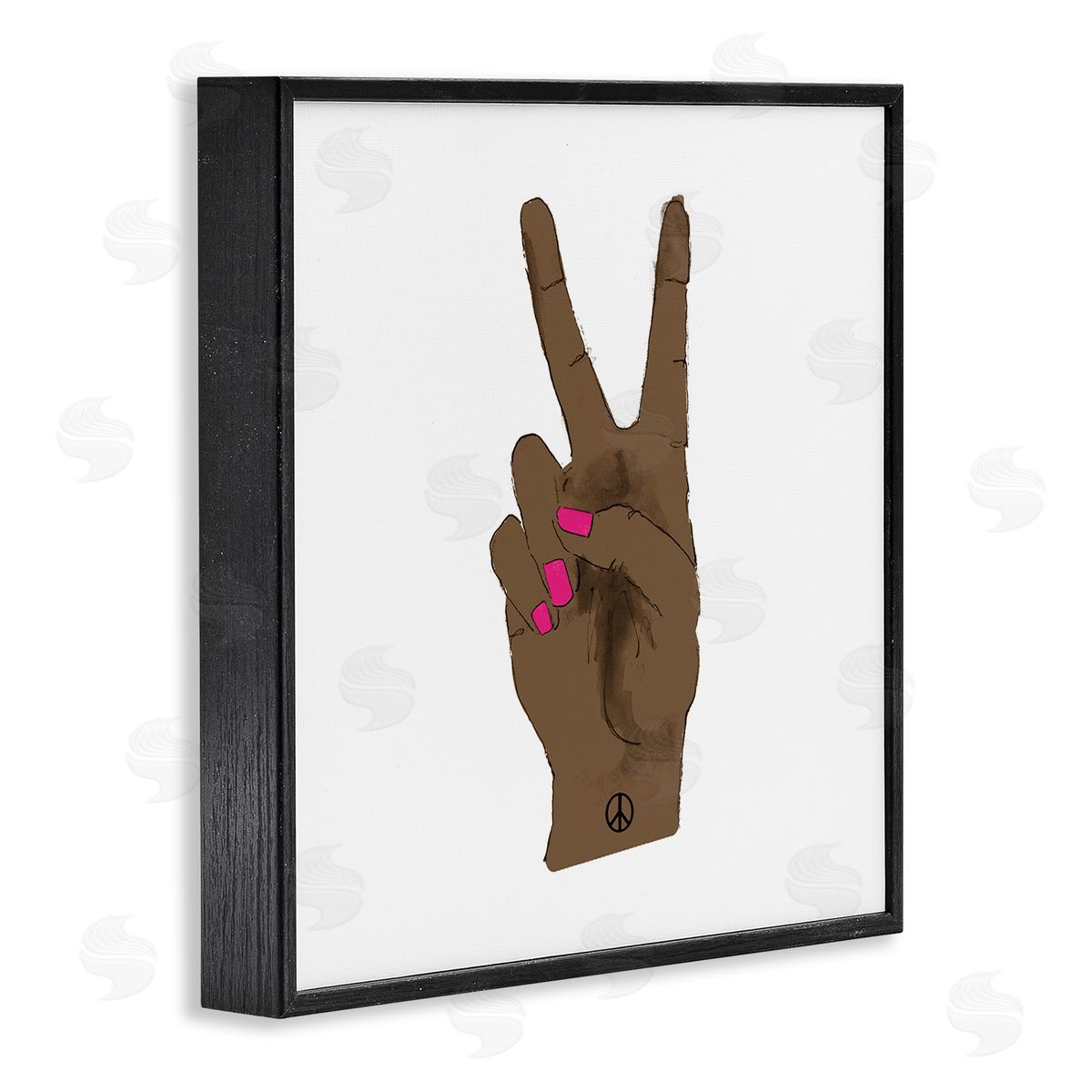 Lanie Loreth African American Woman's Hand Peace Sign Pink Nails Black Framed Glicee Wall Art Print