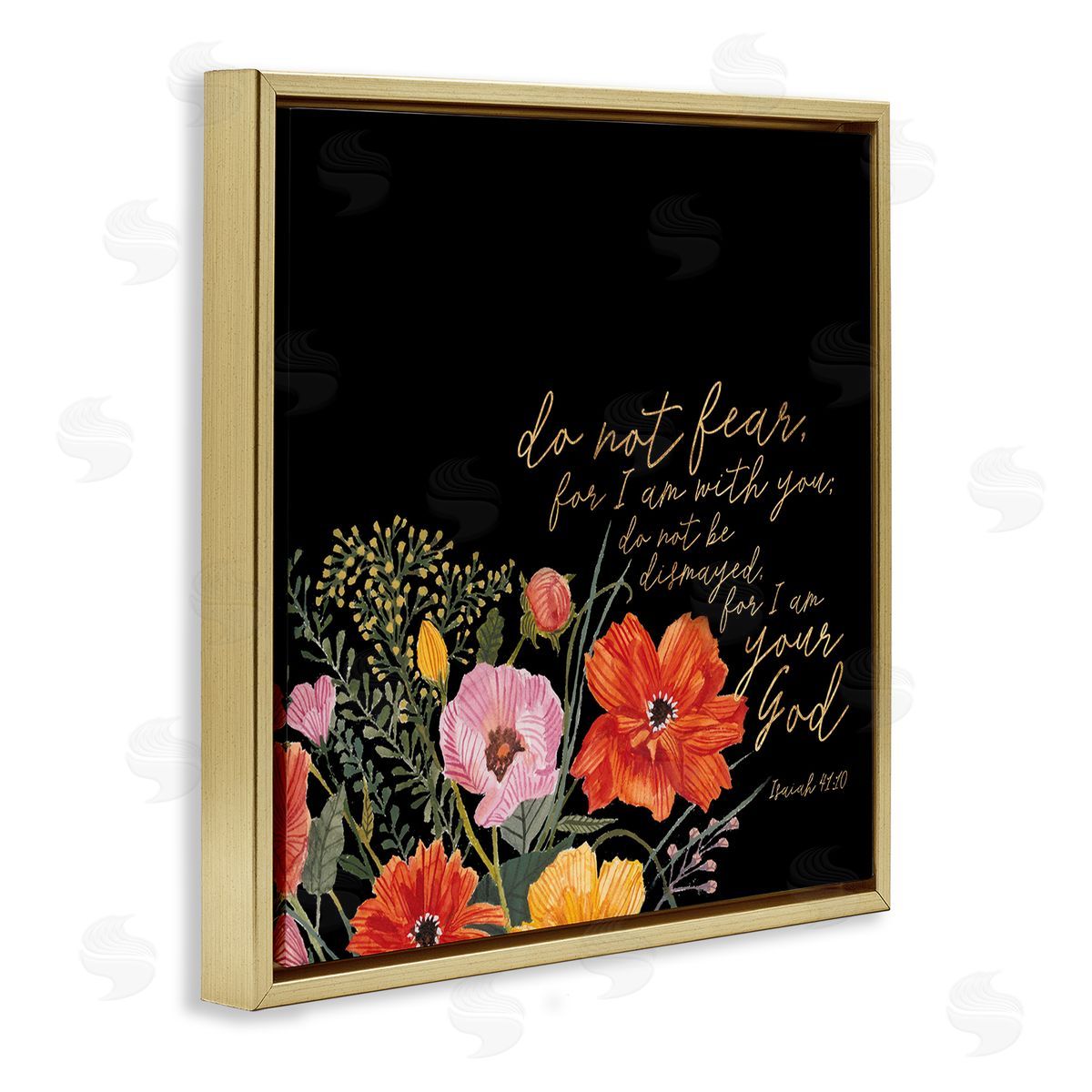 Studio W Do Not Fear Proverb Isaiah 41:10 Blooming Flowers Gold Floating Frame Canvas Wall Art Print