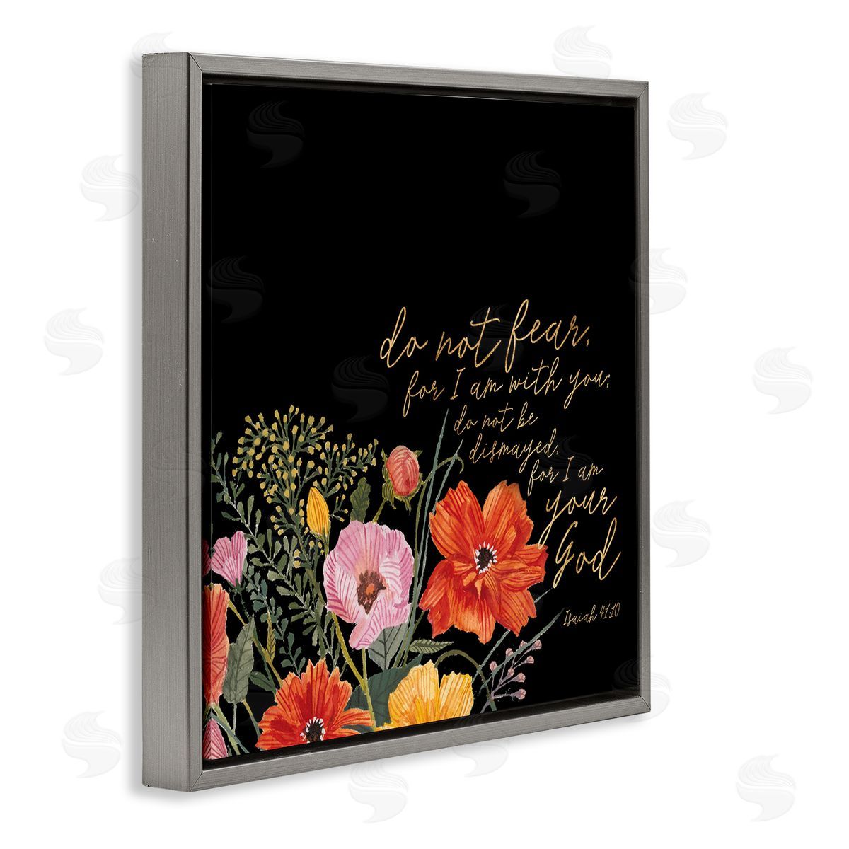 Studio W Do Not Fear Proverb Isaiah 41:10 Blooming Flowers Gray Floating Frame Canvas Wall Art Print