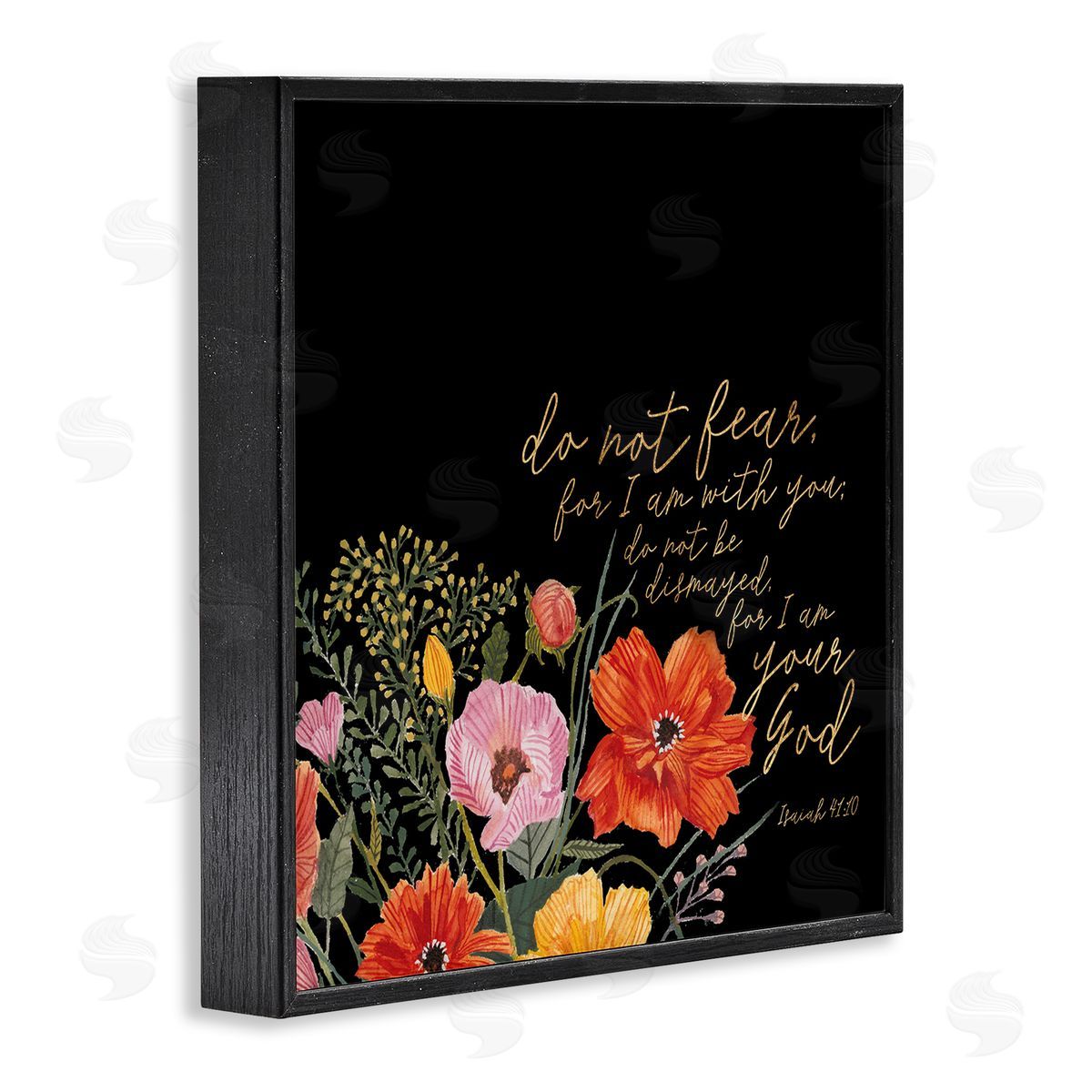 Studio W Do Not Fear Proverb Isaiah 41:10 Blooming Flowers Black Framed Glicee Wall Art Print